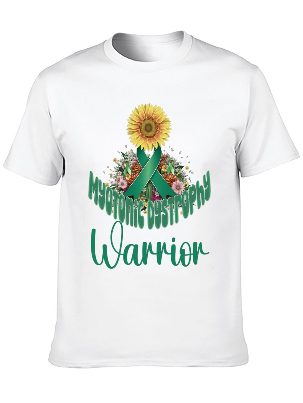 Myotonic Dystrophy Warrior T-Shirt - Teal Ribbon Sunflower