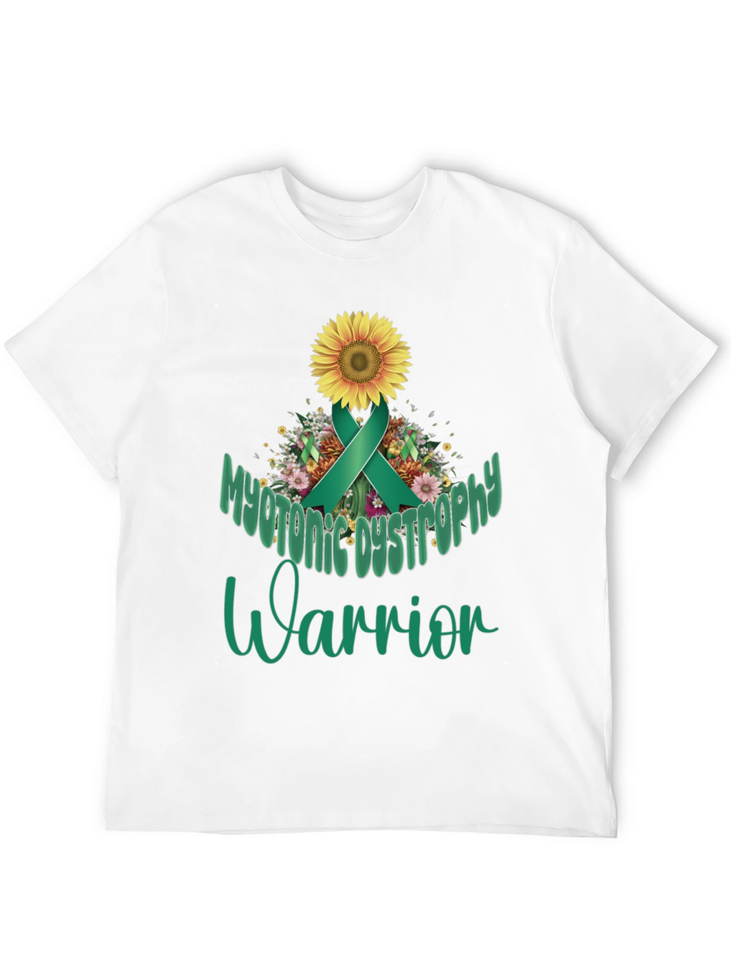 Myotonic Dystrophy Warrior T-Shirt - Teal Ribbon Sunflower