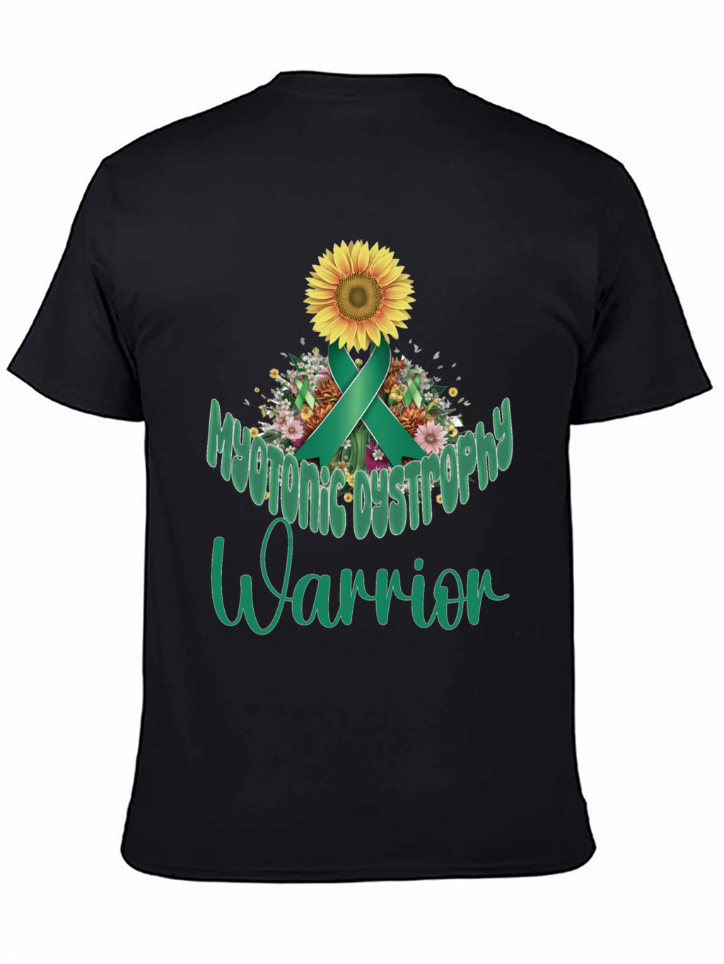 Myotonic Dystrophy Warrior T-Shirt - Teal Ribbon Sunflower