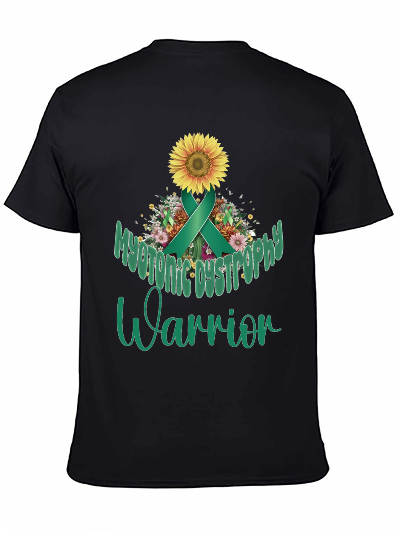 Myotonic Dystrophy Warrior T-Shirt - Teal Ribbon Sunflower