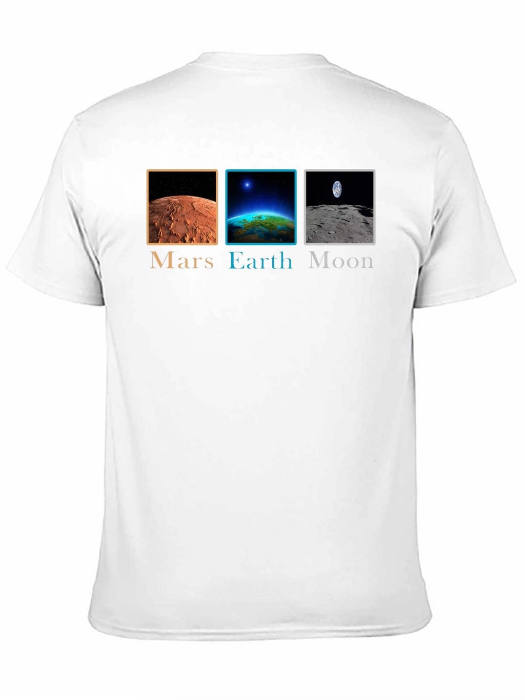 Mars Earth Moon Graphic Tee - Space Planets T-Shirt
