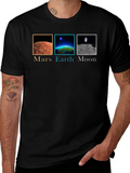 Mars Earth Moon Graphic Tee - Space Planets T-Shirt