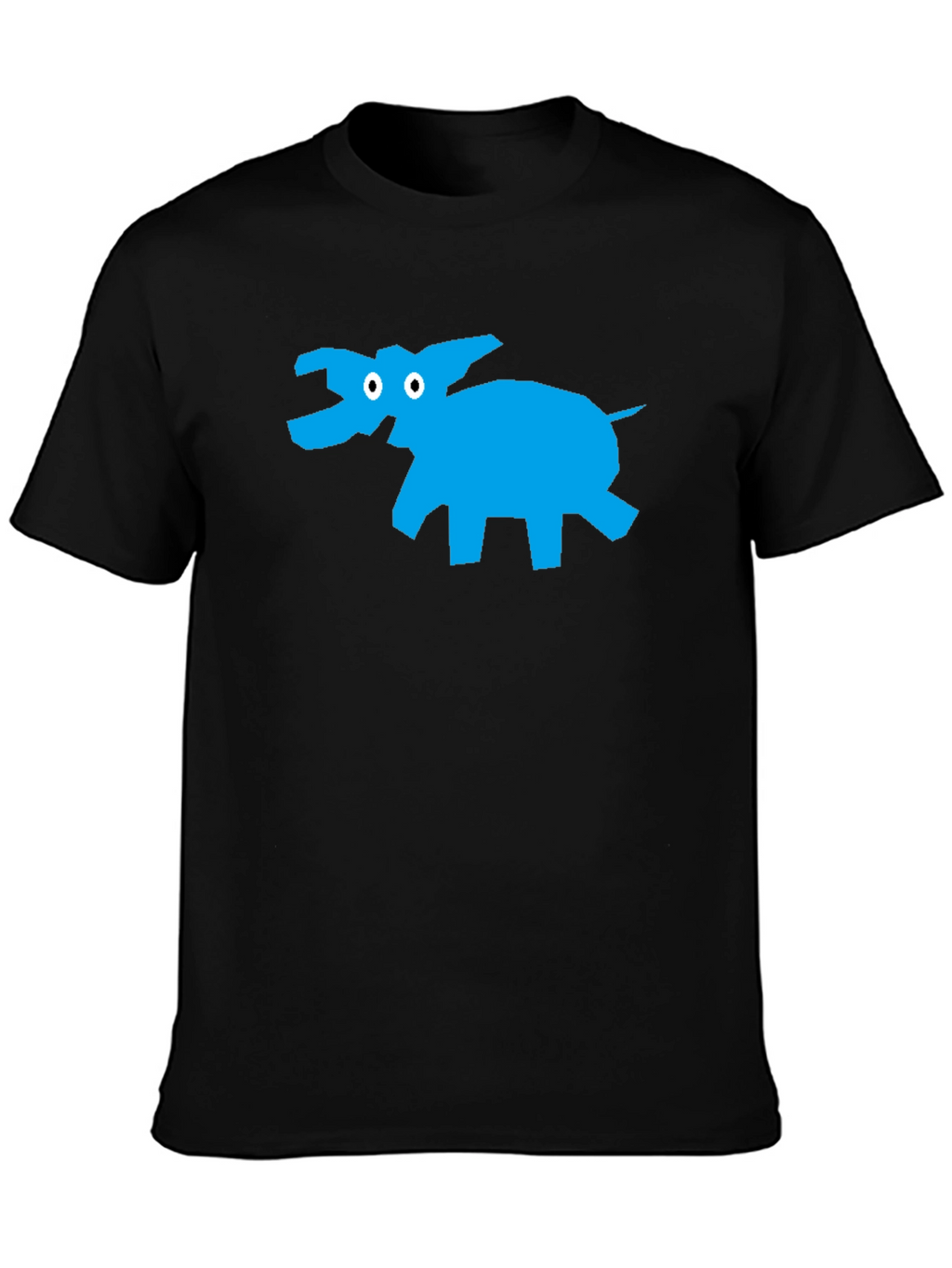 Black T-Shirt with Abstract Blue Elephant Design