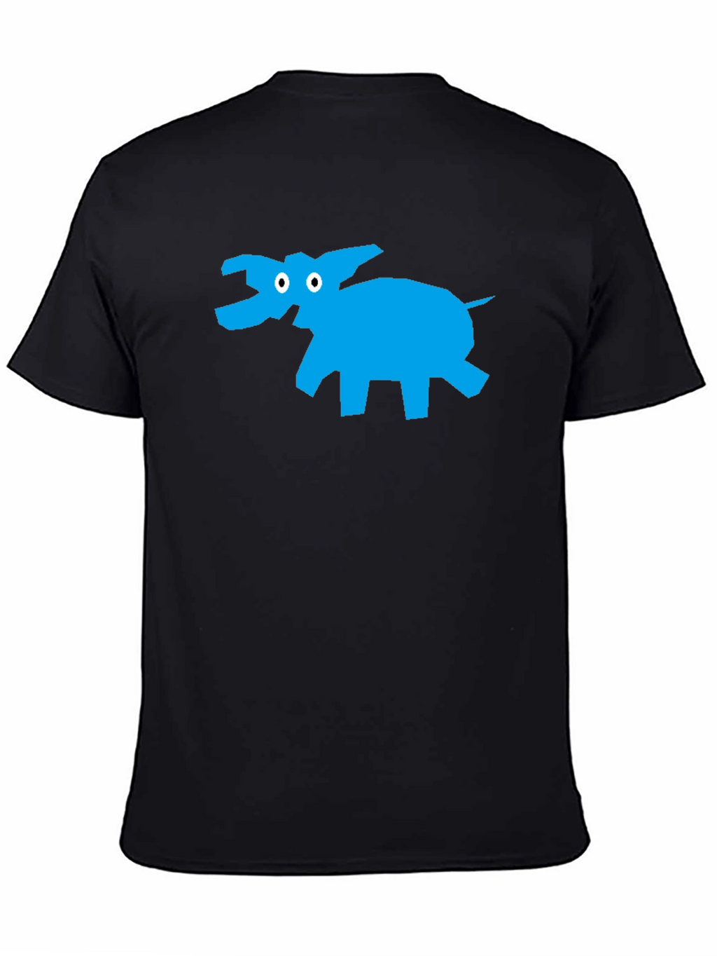 Black T-Shirt with Abstract Blue Elephant Design