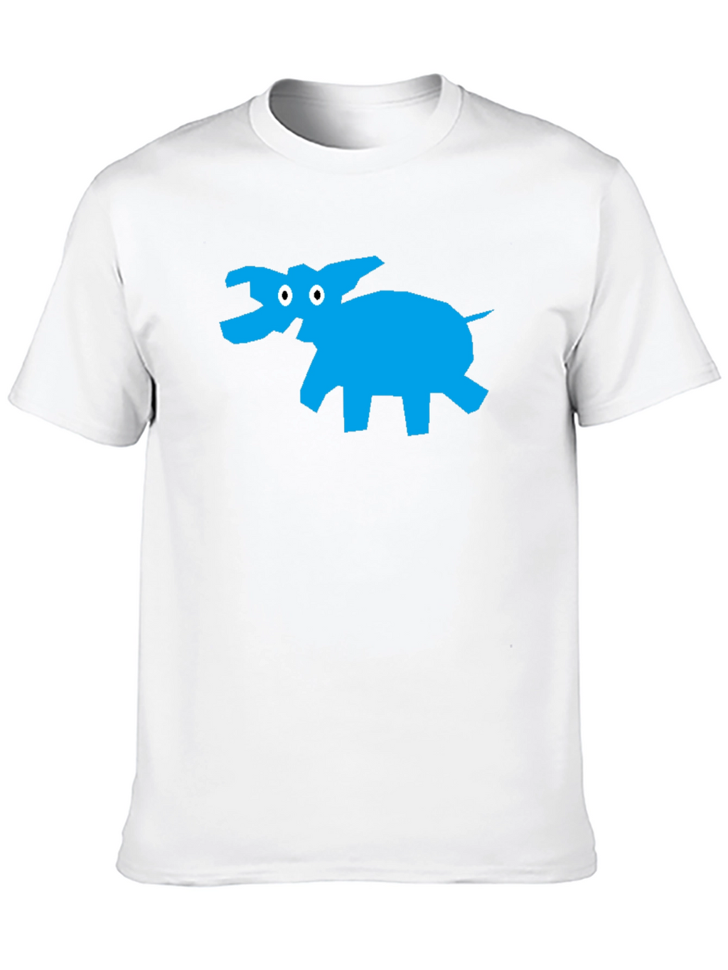 Black T-Shirt with Abstract Blue Elephant Design