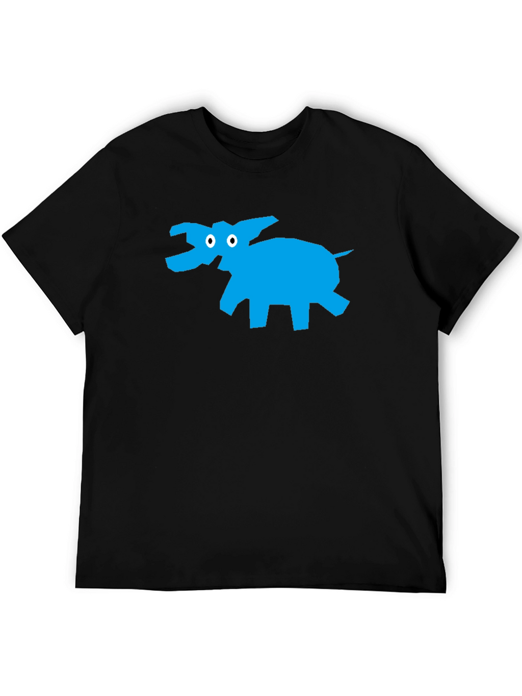 Black T-Shirt with Abstract Blue Elephant Design