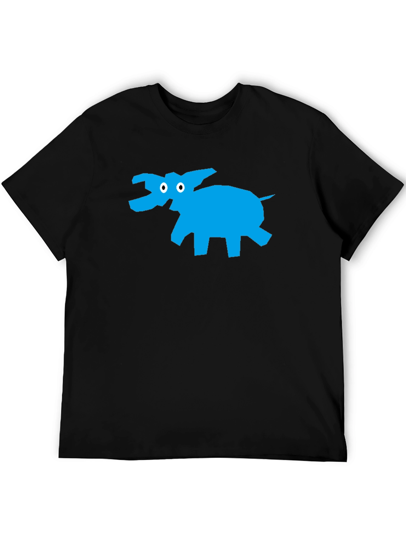 Black T-Shirt with Abstract Blue Elephant Design