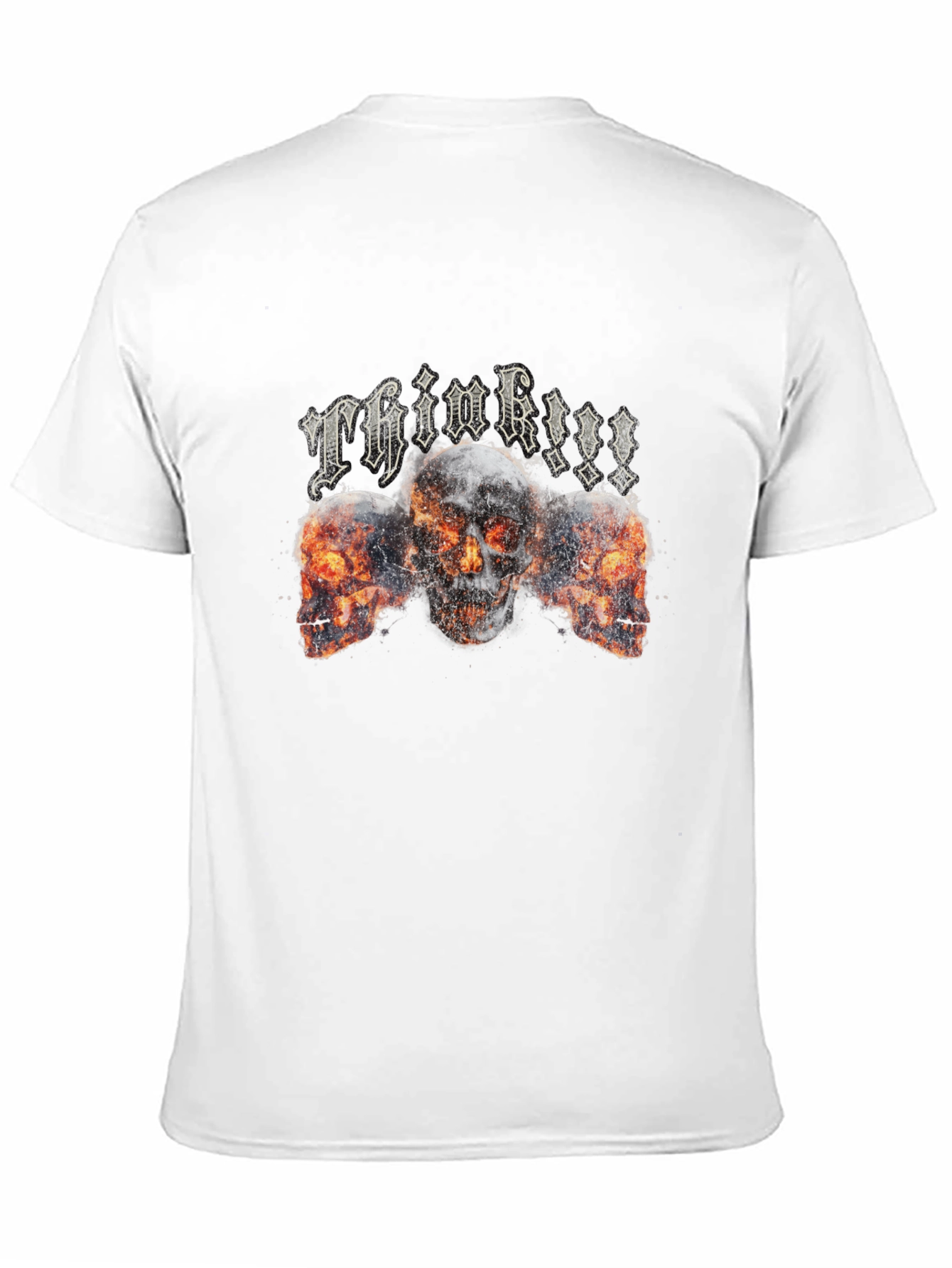 Think!!! Skull Graphic Tee - Black Cotton Blend