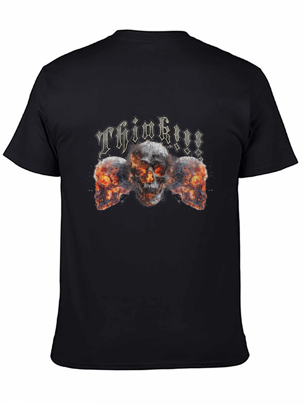 Think!!! Skull Graphic Tee - Black Cotton Blend