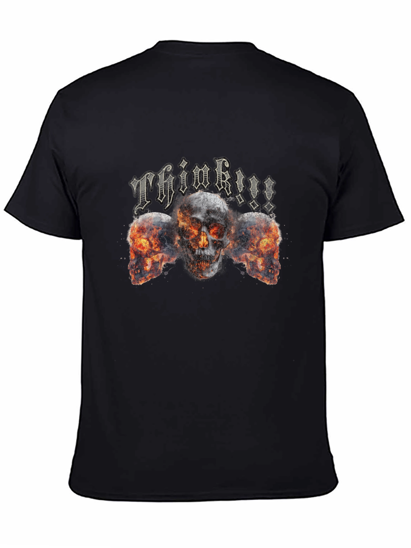 Think!!! Skull Graphic Tee - Black Cotton Blend