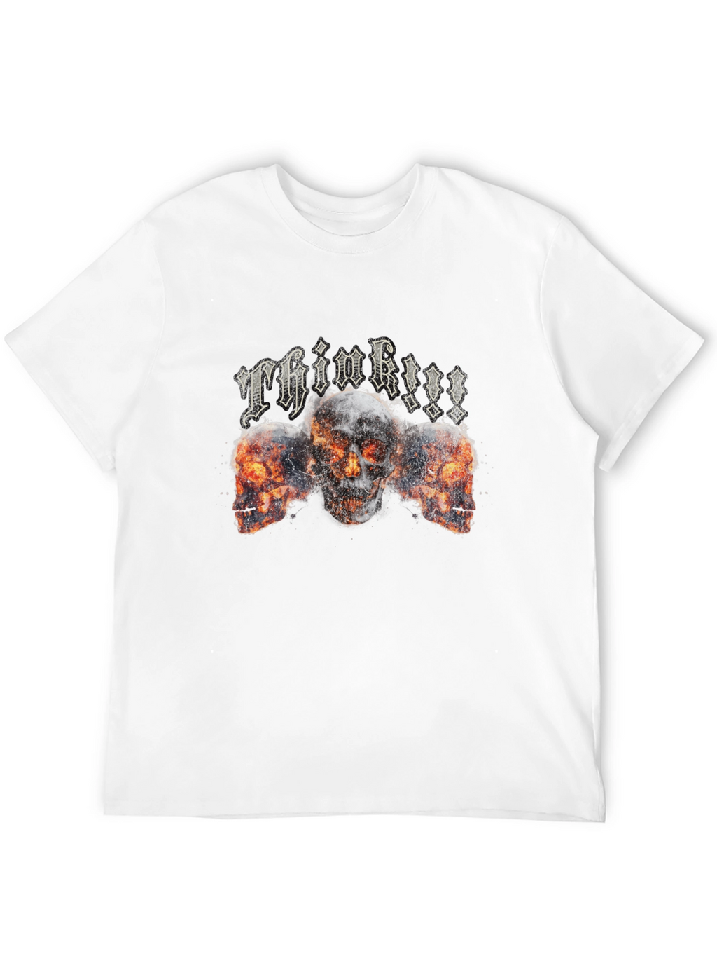 Think!!! Skull Graphic Tee - Black Cotton Blend