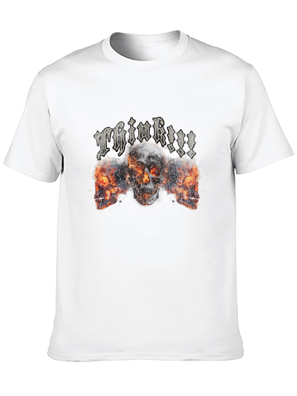 Think!!! Skull Graphic Tee - Black Cotton Blend