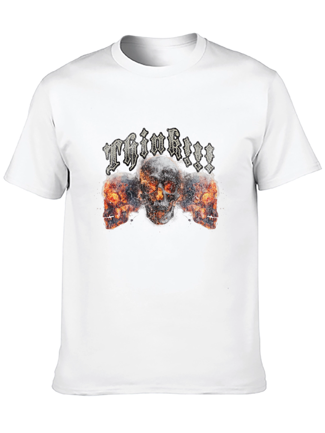 Think!!! Skull Graphic Tee - Black Cotton Blend