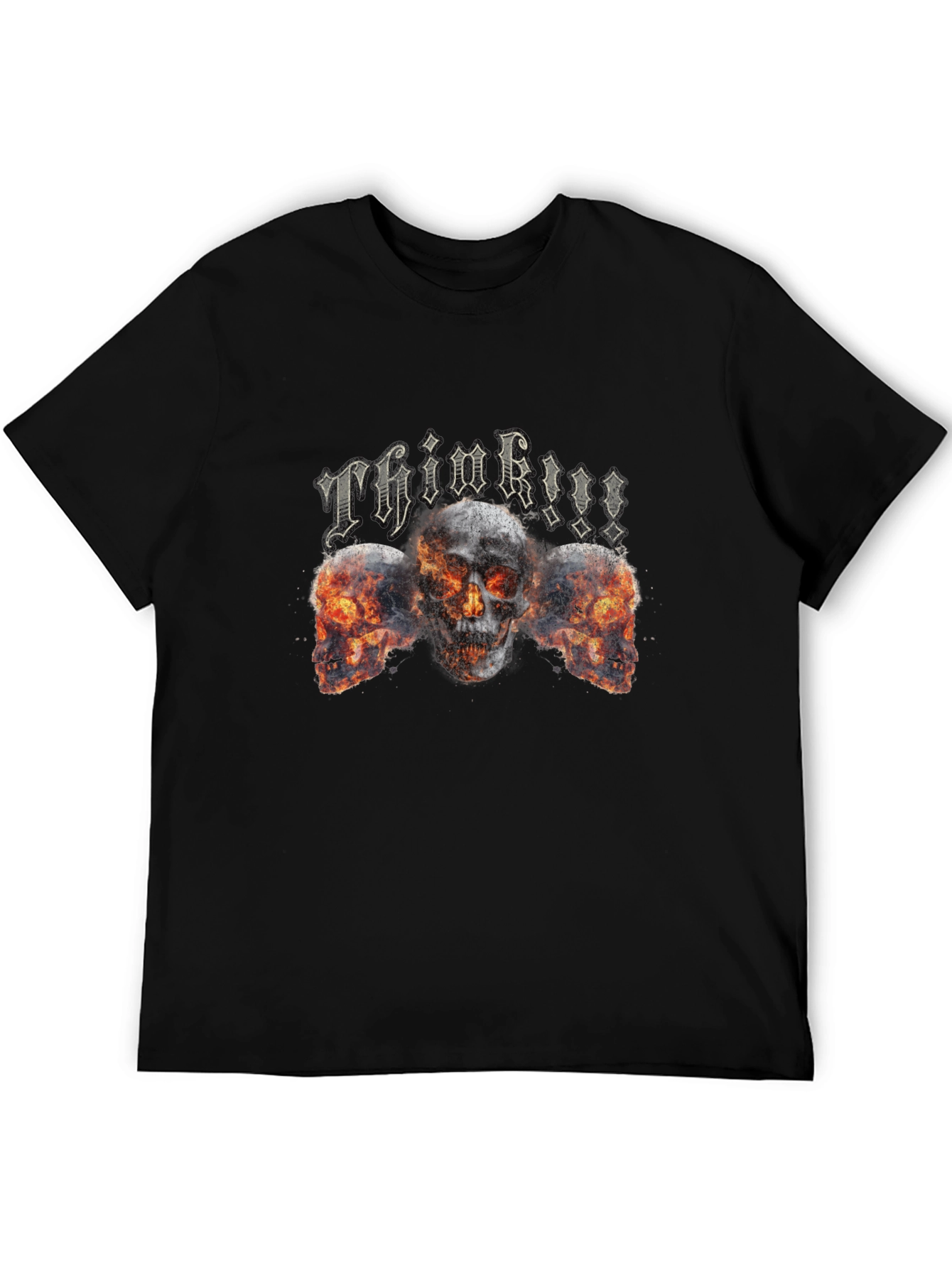 Think!!! Skull Graphic Tee - Black Cotton Blend