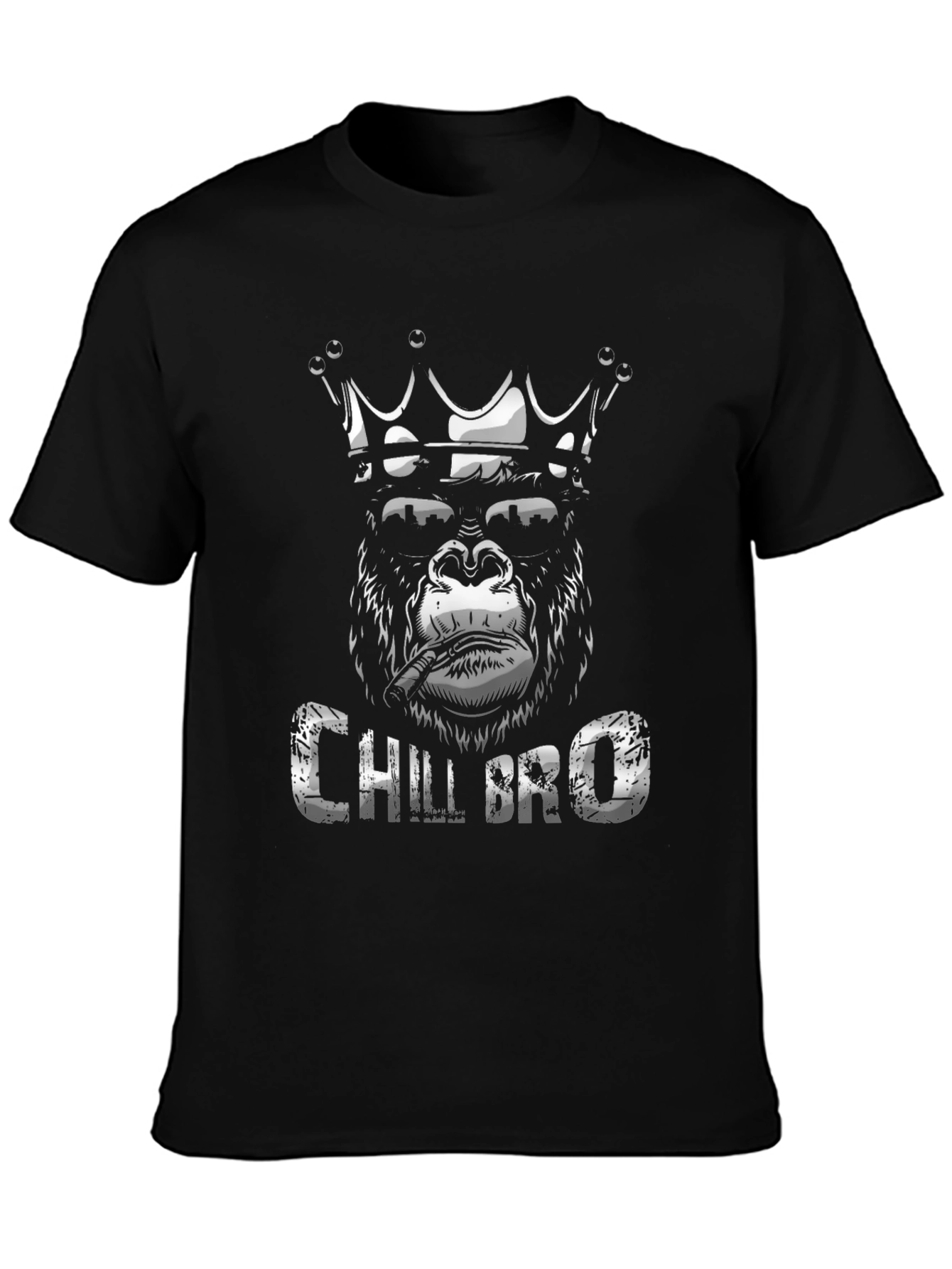 Chill Bro Gorilla King Black T-Shirt
