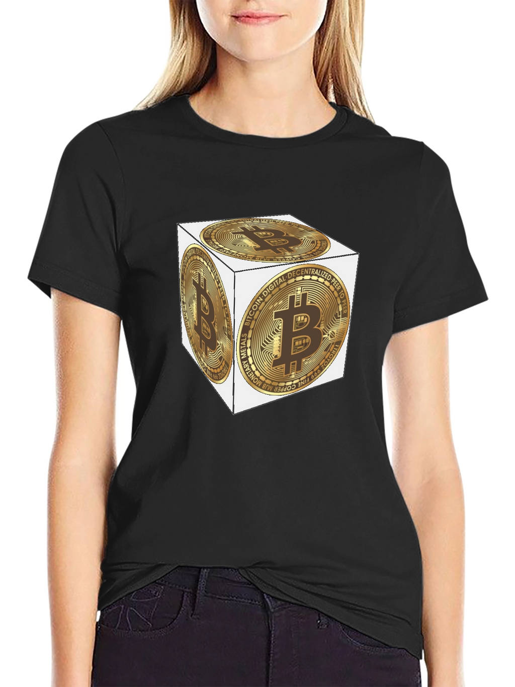 Bitcoin Cube Black T-Shirt - Crypto Tee
