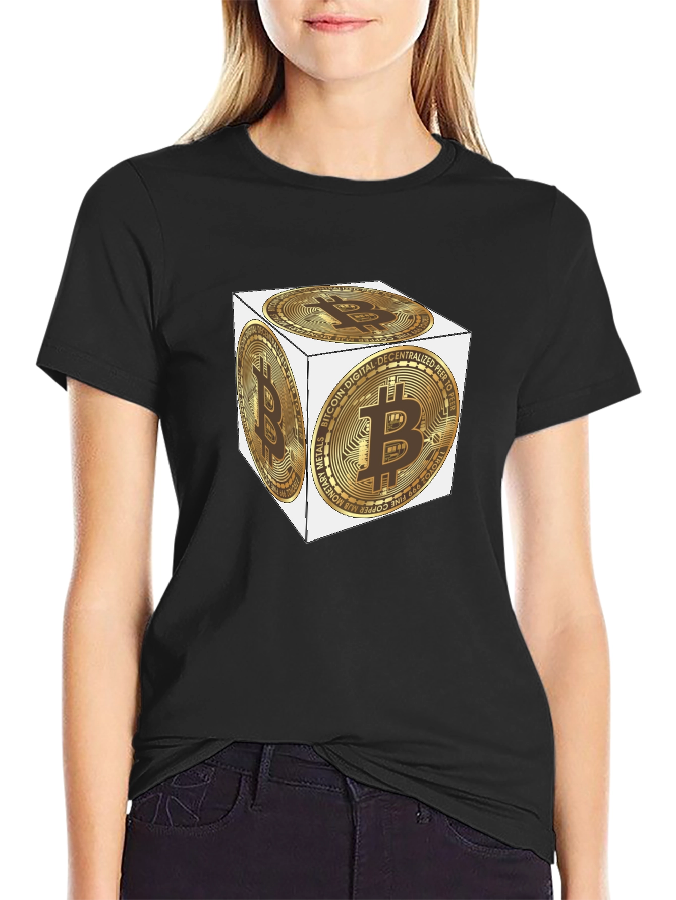 Bitcoin Cube Black T-Shirt - Crypto Tee