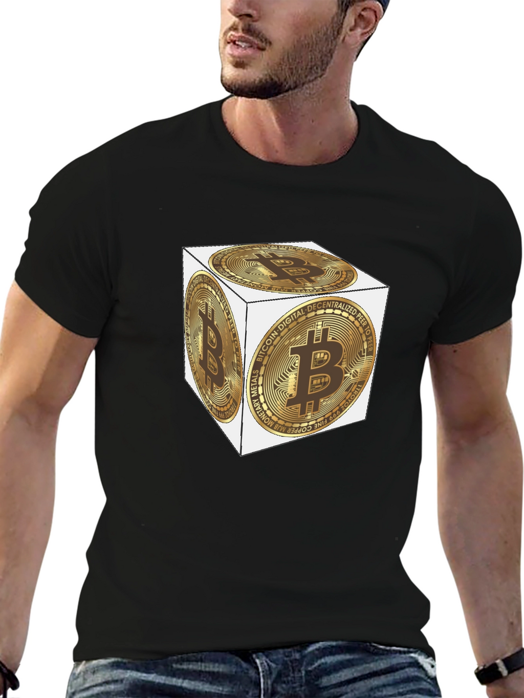 Bitcoin Cube Black T-Shirt - Crypto Tee