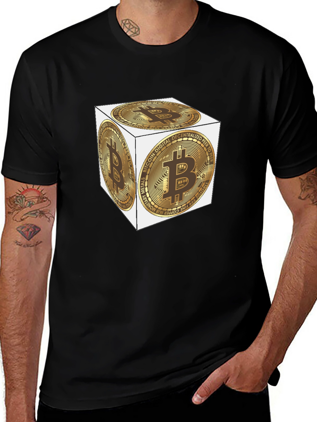 Bitcoin Cube Black T-Shirt - Crypto Tee