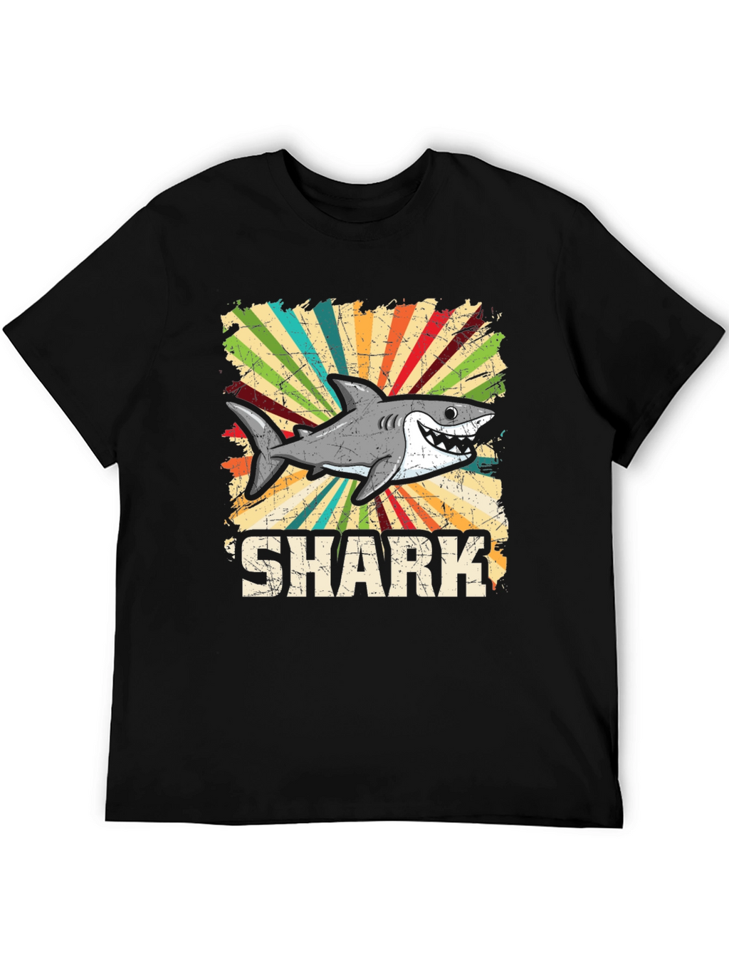Shark Graphic Tee - Retro Style Cotton T-Shirt