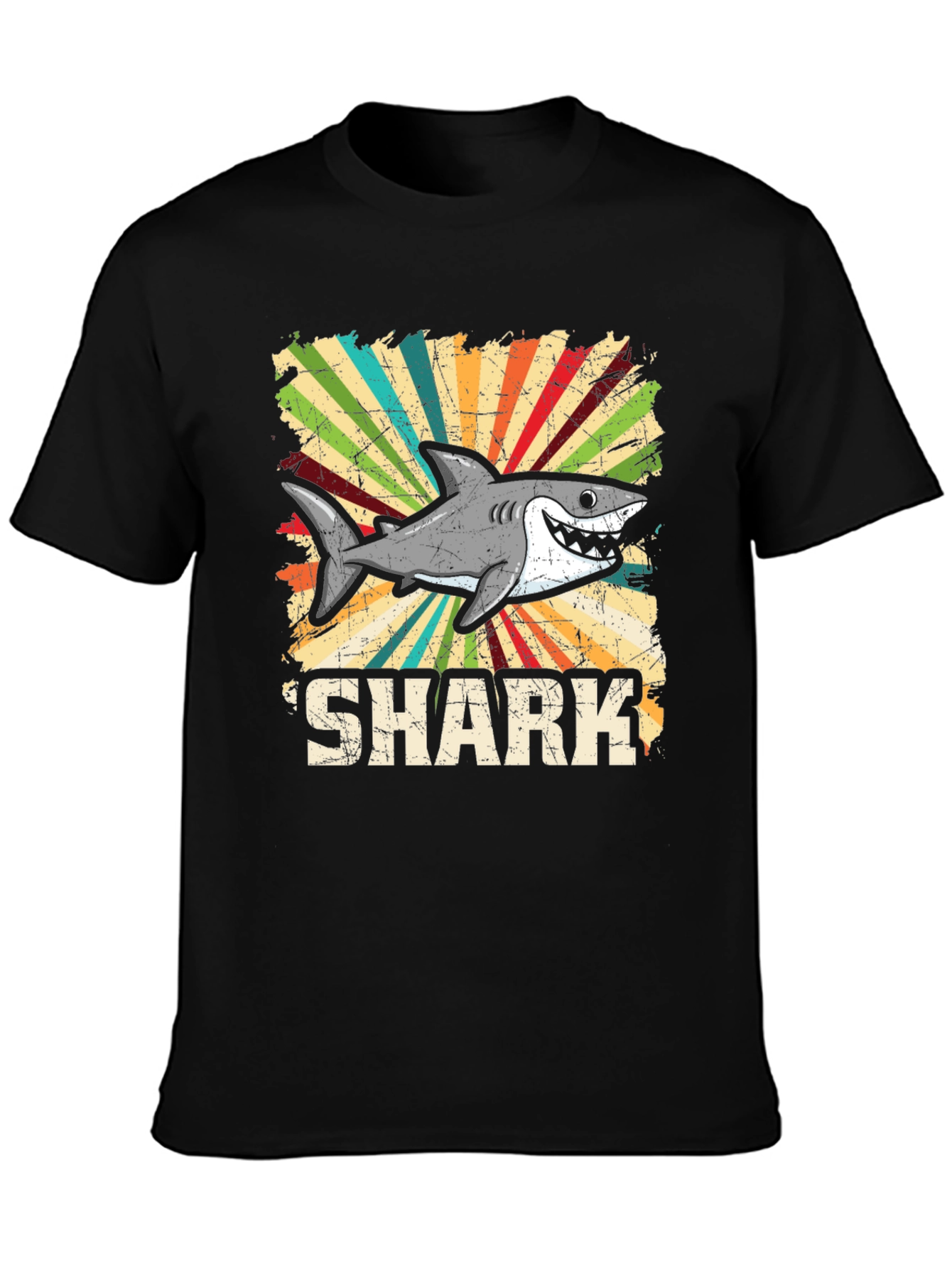 Shark Graphic Tee - Retro Style Cotton T-Shirt