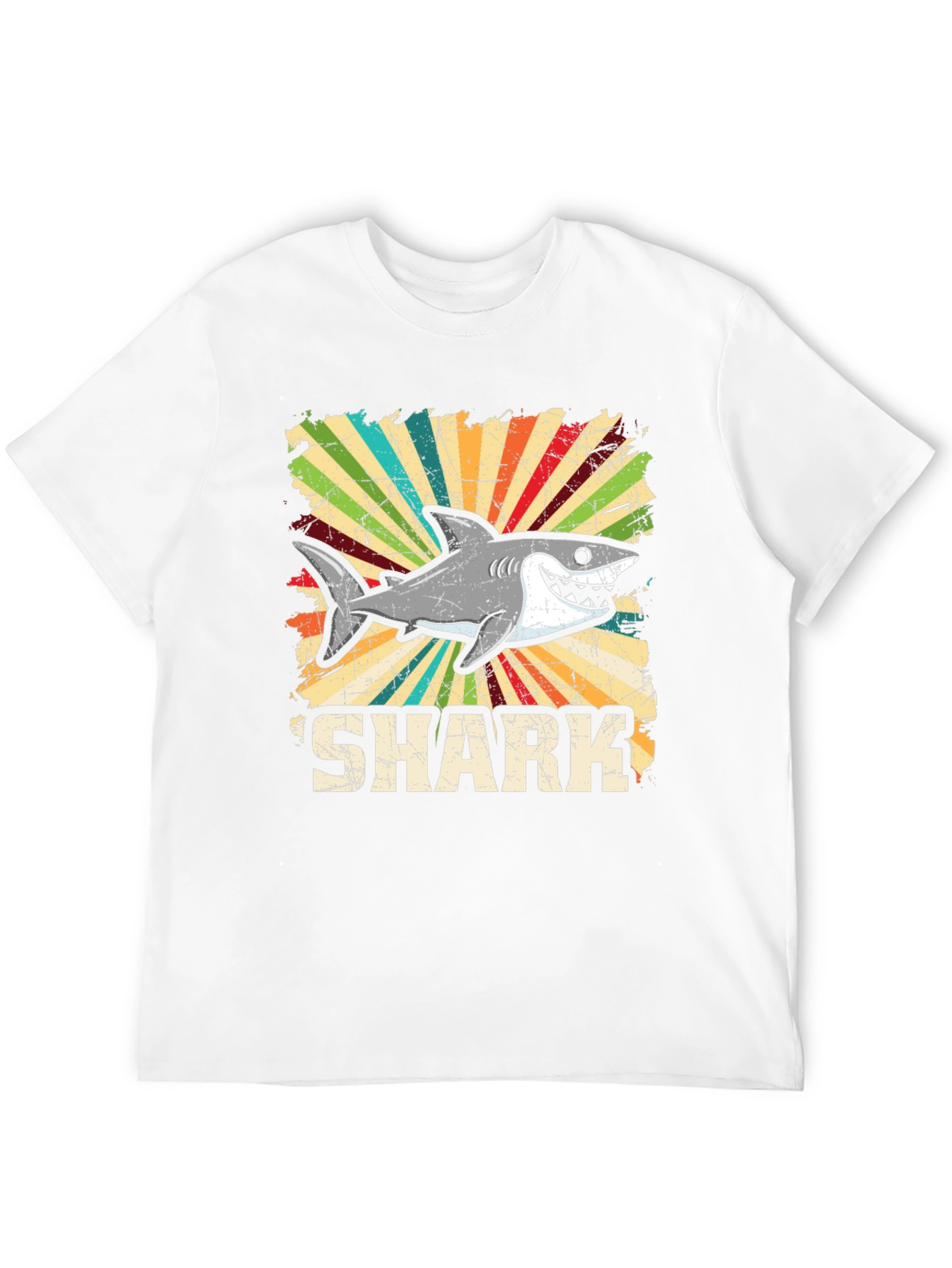 Shark Graphic Tee - Retro Style Cotton T-Shirt