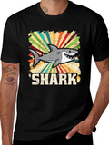 Shark Graphic Tee - Retro Style Cotton T-Shirt