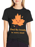 Cute Autumn Leaf Graphic T-Shirt