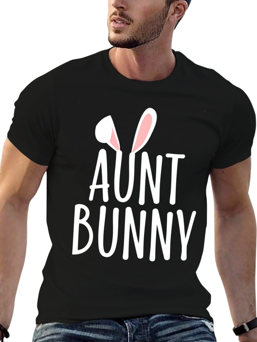 Aunt Bunny Easter T-Shirt - Black Graphic Tee