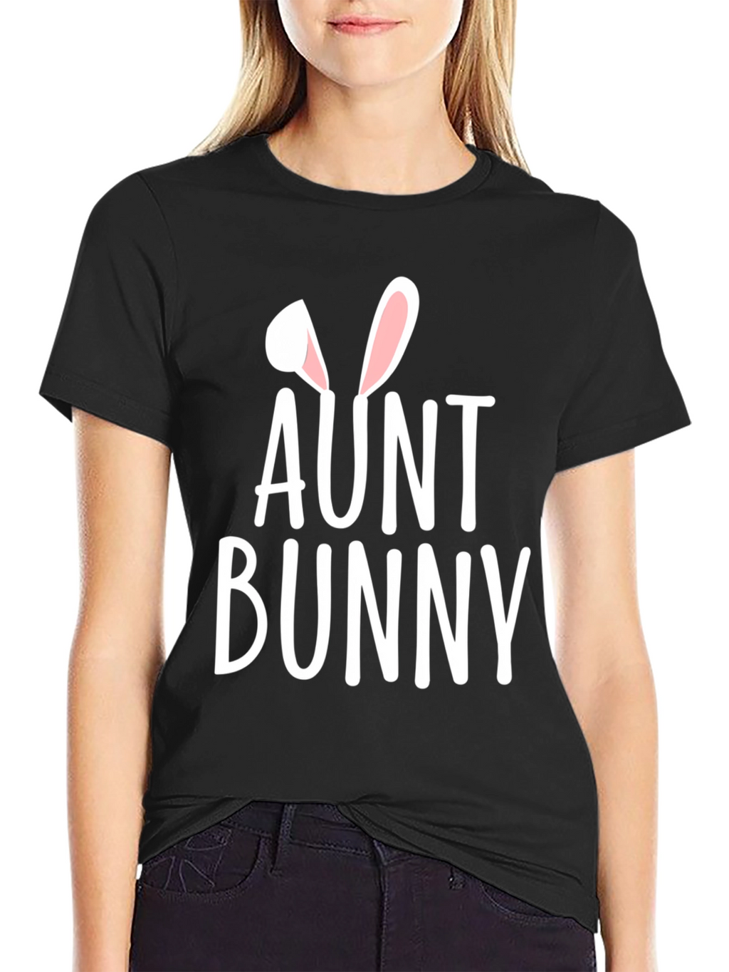 Aunt Bunny Easter T-Shirt - Black Graphic Tee