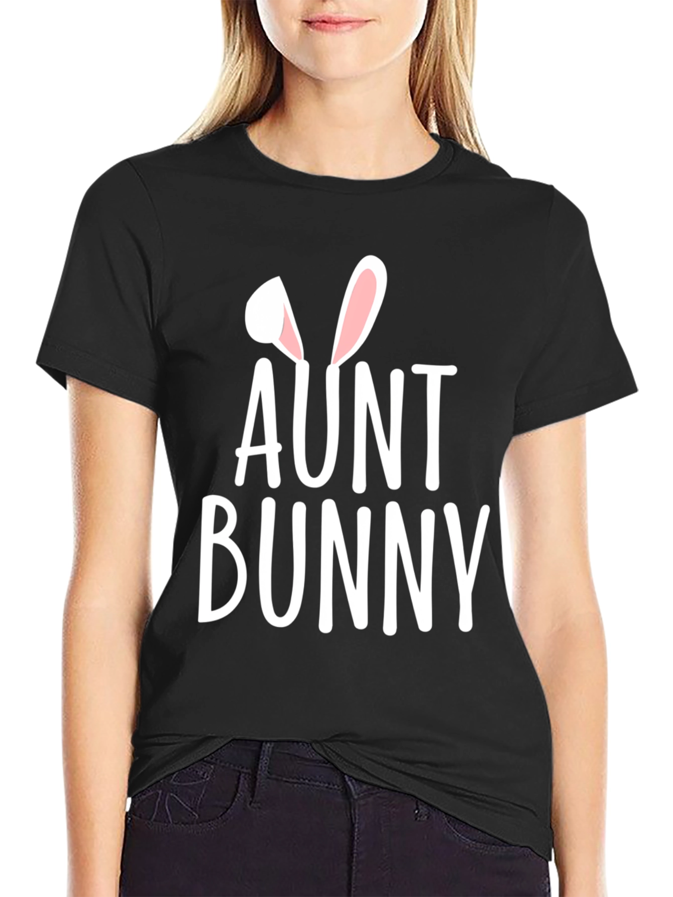 Aunt Bunny Easter T-Shirt - Black Graphic Tee