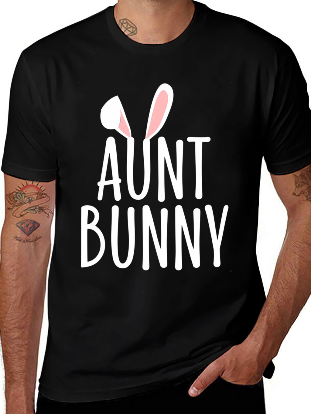 Aunt Bunny Easter T-Shirt - Black Graphic Tee