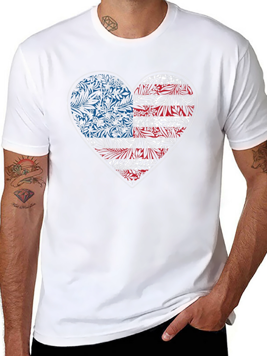 Floral American Flag Heart Graphic Tee