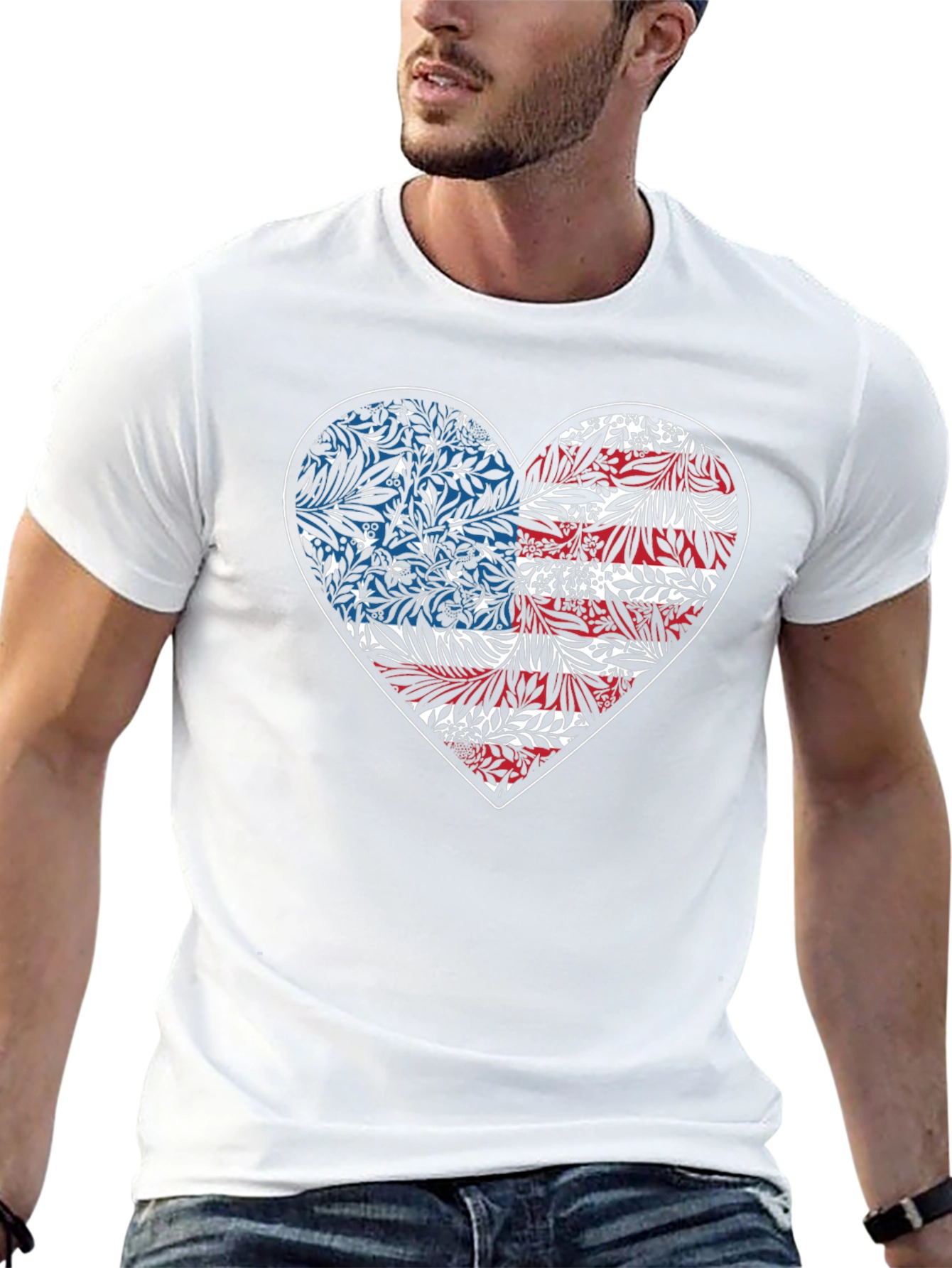 Floral American Flag Heart Graphic Tee