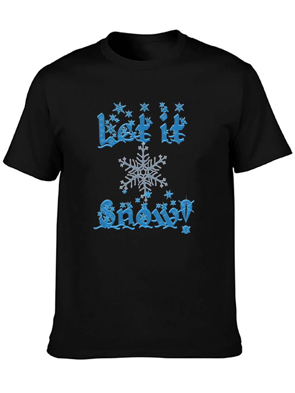 Let It Snow Mens Black Cotton Graphic Tee