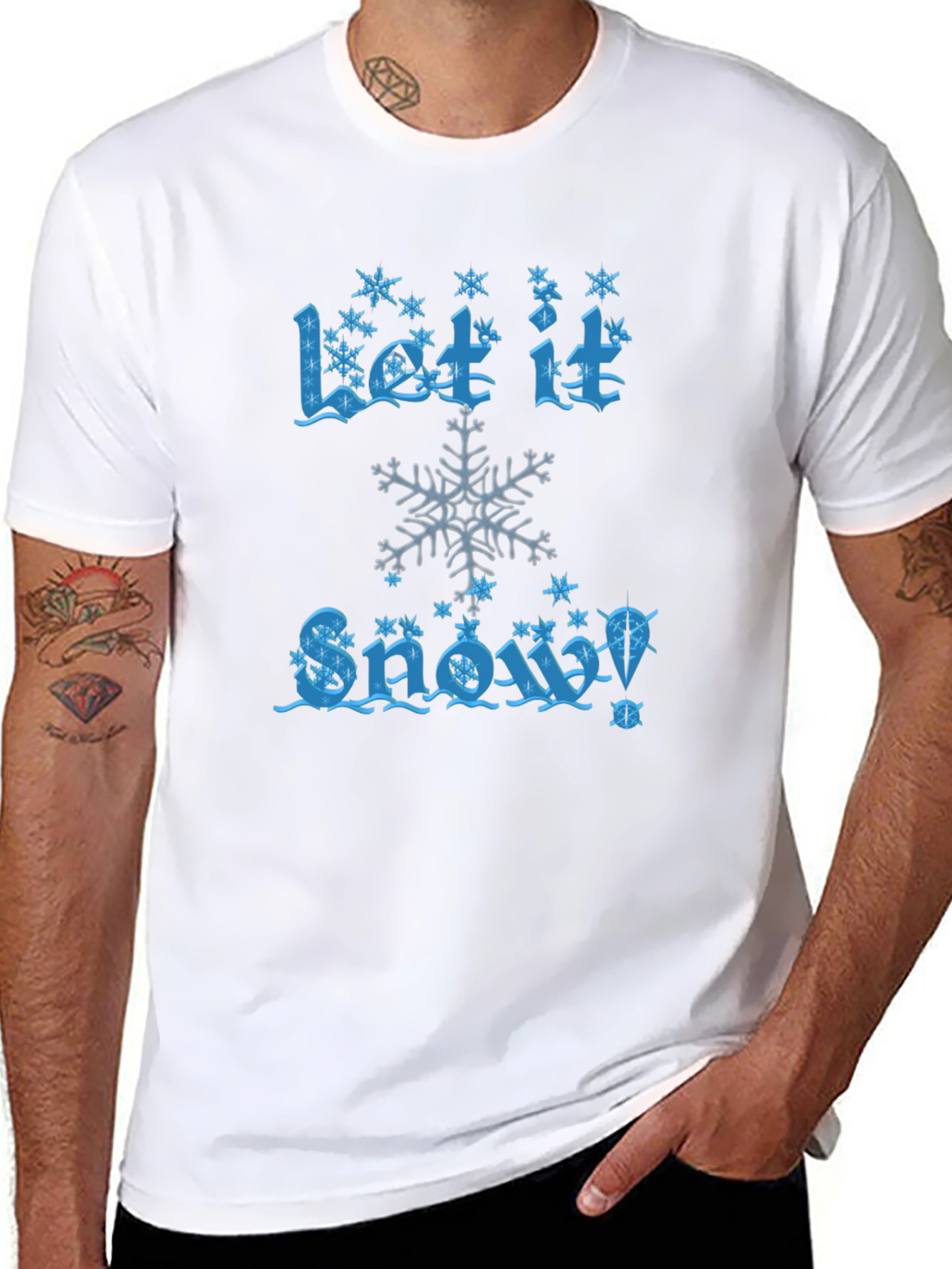 Let It Snow Mens Black Cotton Graphic Tee
