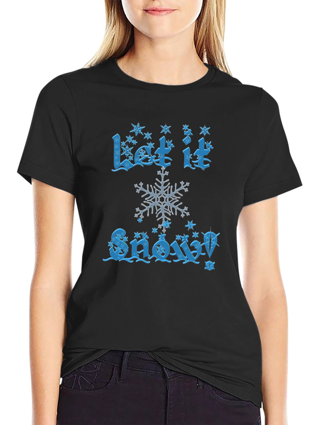 Let It Snow Mens Black Cotton Graphic Tee