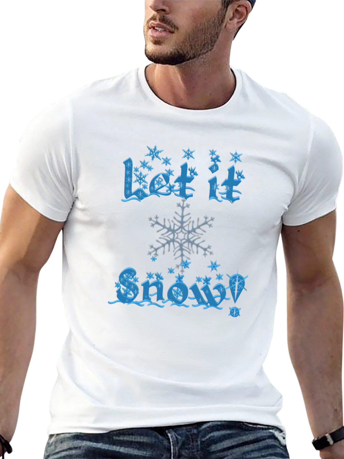 Let It Snow Mens Black Cotton Graphic Tee