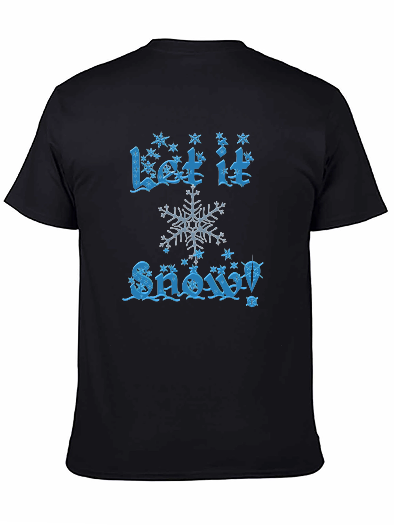Let It Snow Mens Black Cotton Graphic Tee