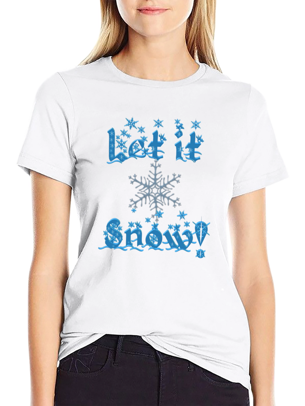 Let It Snow Mens Black Cotton Graphic Tee