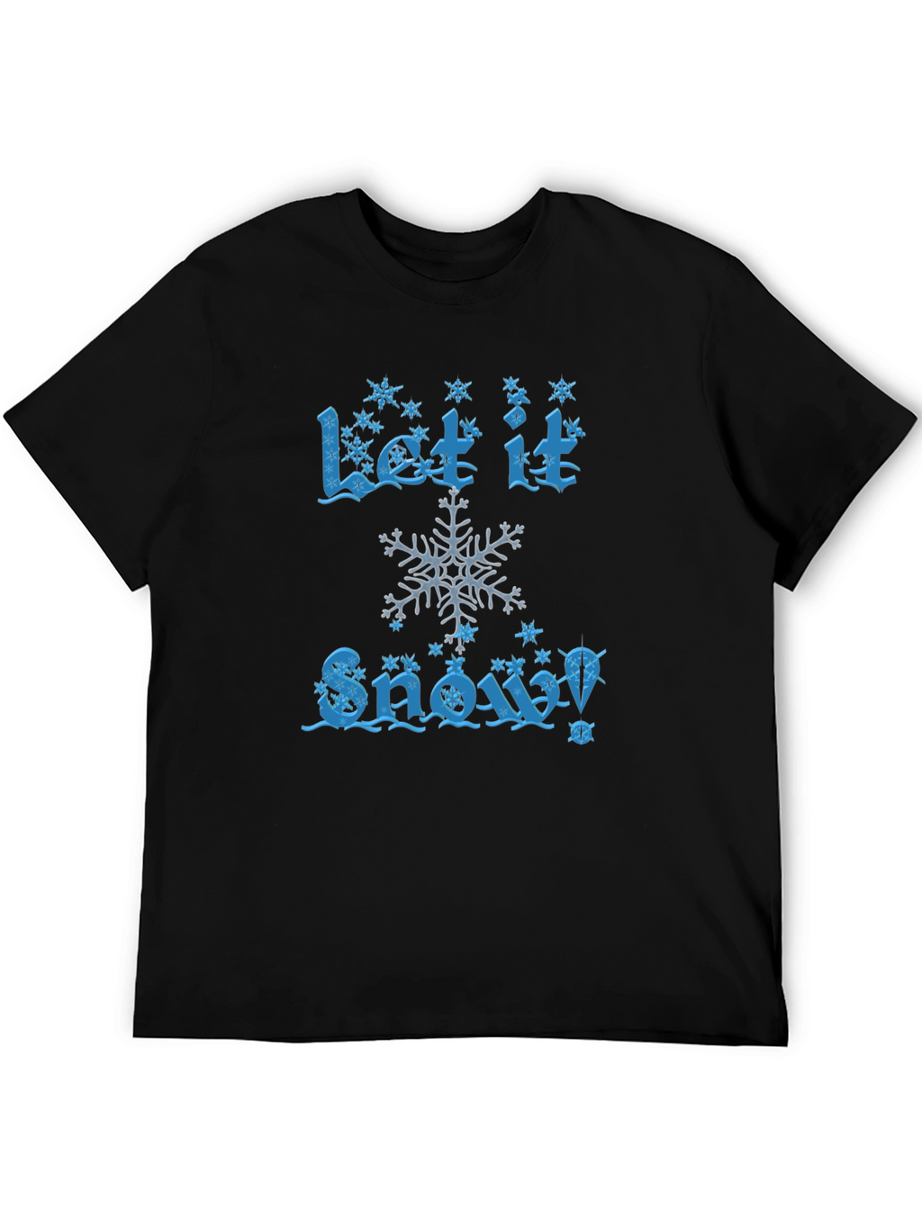 Let It Snow Mens Black Cotton Graphic Tee