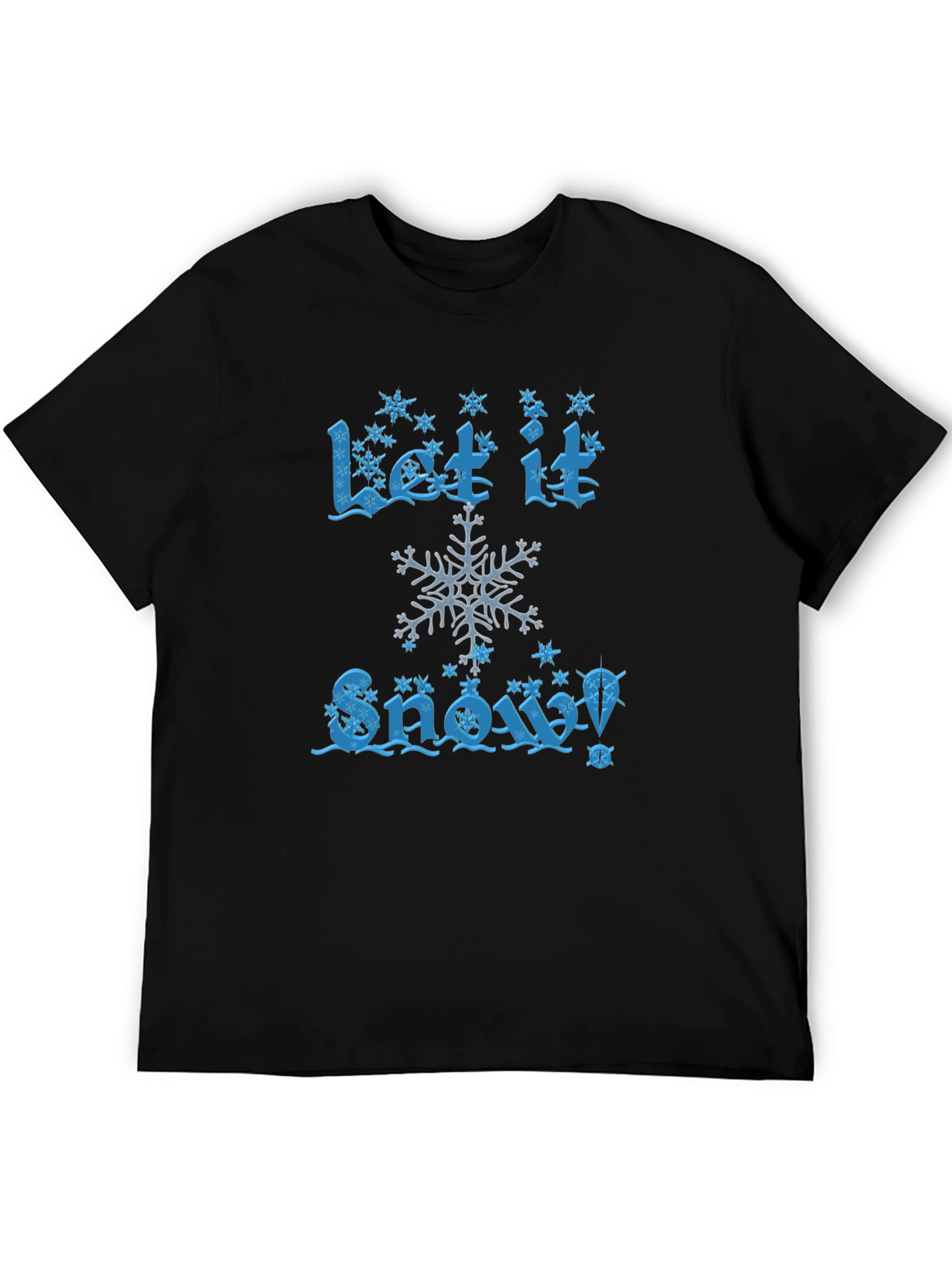 Let It Snow Mens Black Cotton Graphic Tee