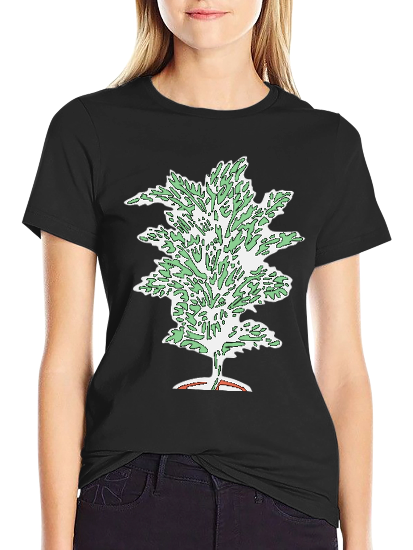 Unique Tree Graphic Black T-Shirt