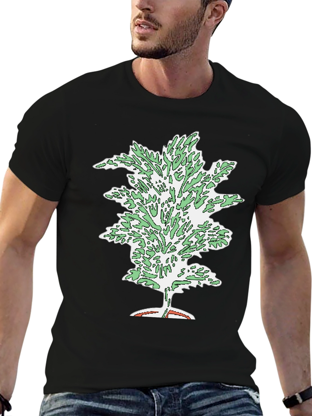 Unique Tree Graphic Black T-Shirt