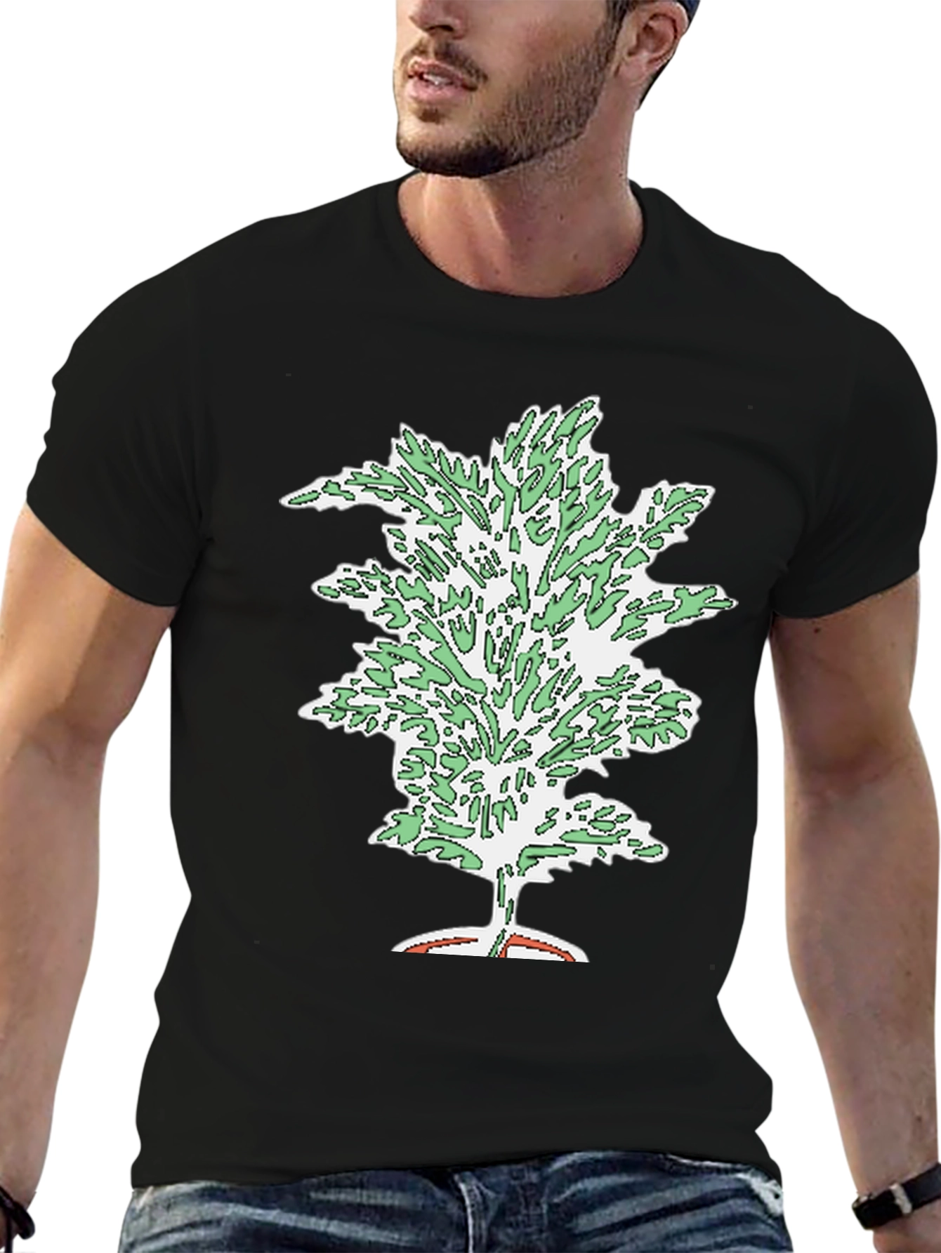 Unique Tree Graphic Black T-Shirt