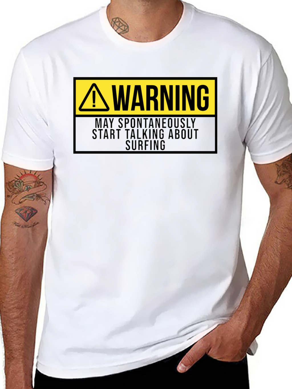 Warning Surfing Graphic Tee - Black