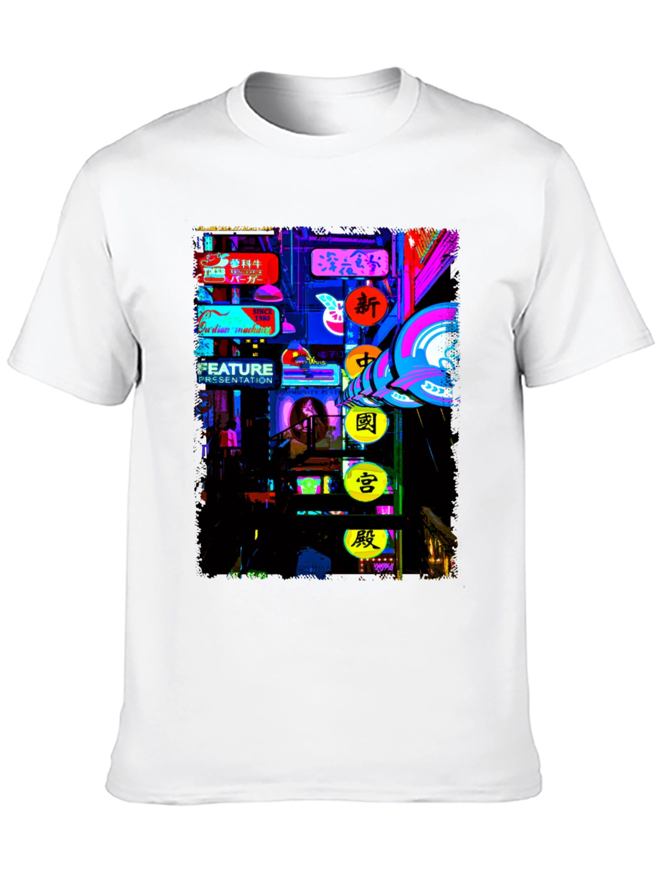Neon Cityscape Graphic Tee - Modern Style