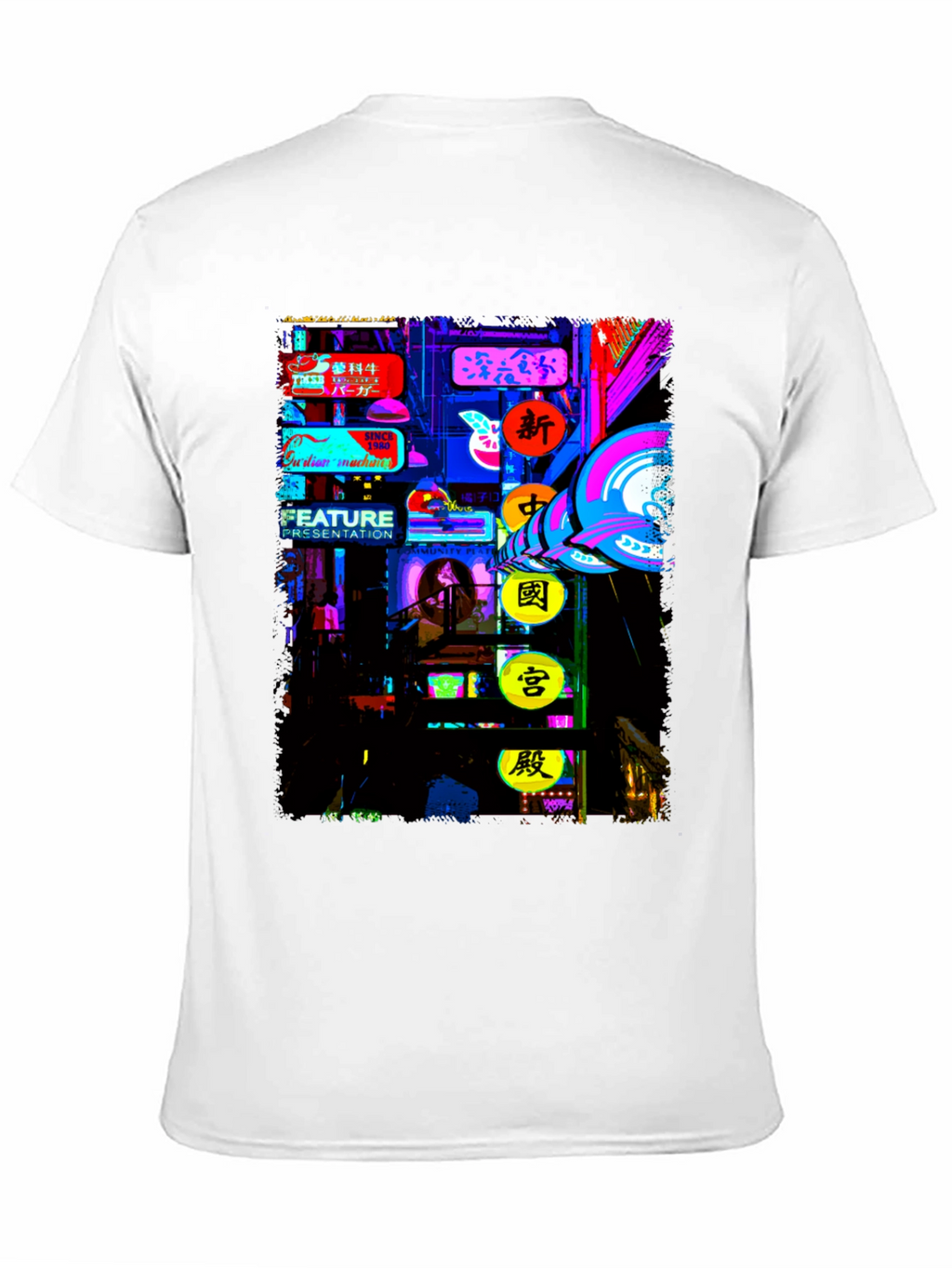 Neon Cityscape Graphic Tee - Modern Style