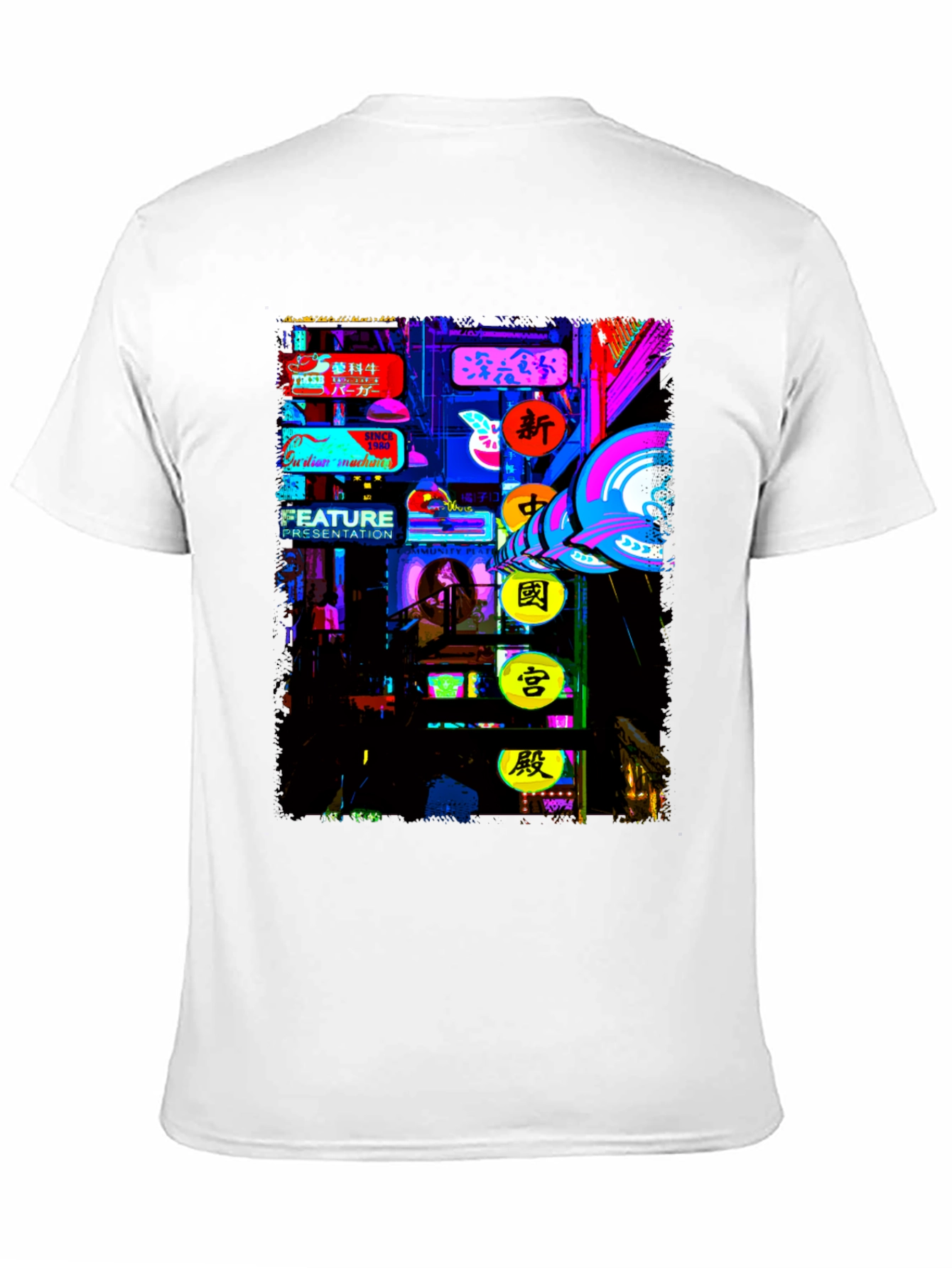 Neon Cityscape Graphic Tee - Modern Style