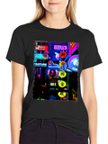 Neon Cityscape Graphic Tee - Modern Style